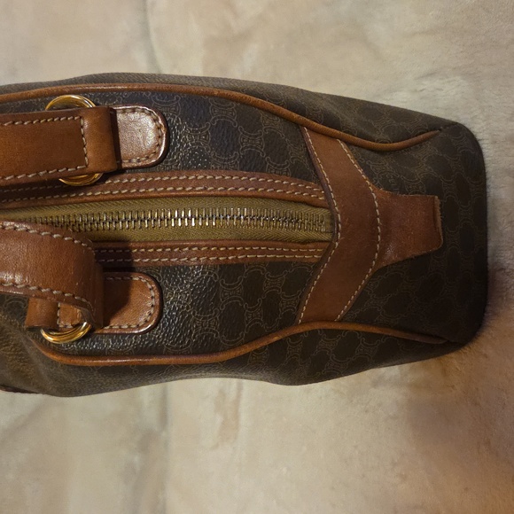 Celine Dark Brown Patterned Satchel - Picture 5 of 12